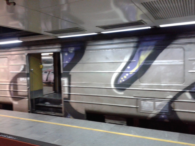Belgrade subway train. Even the windows are painted.