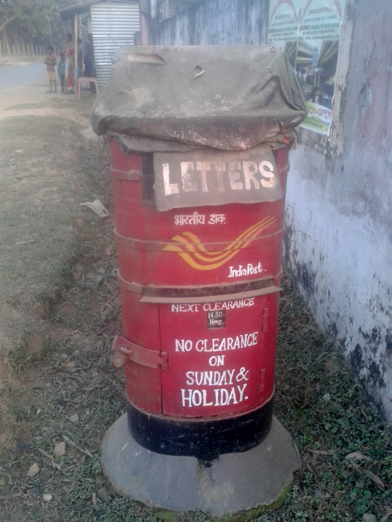 Postbox in Meghalaya. Put in two postcards here.