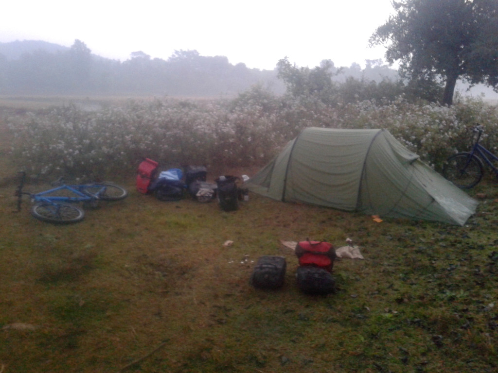 Pitching the tent in Meghalaya, India