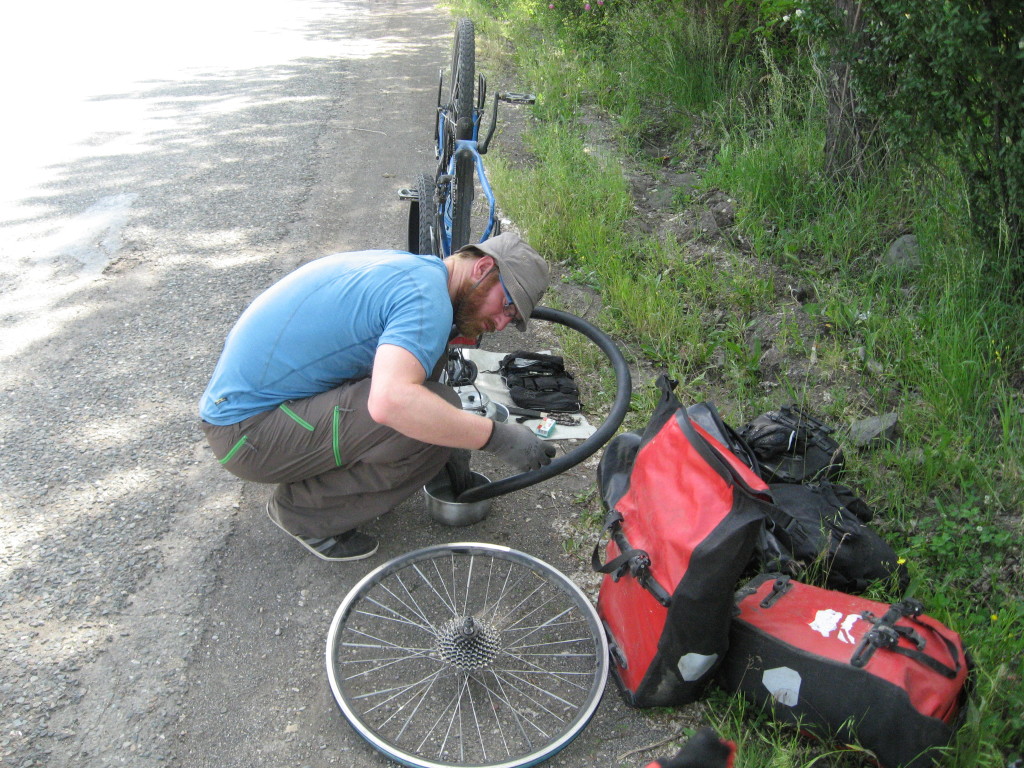 Fixing a flat tire, Armenia