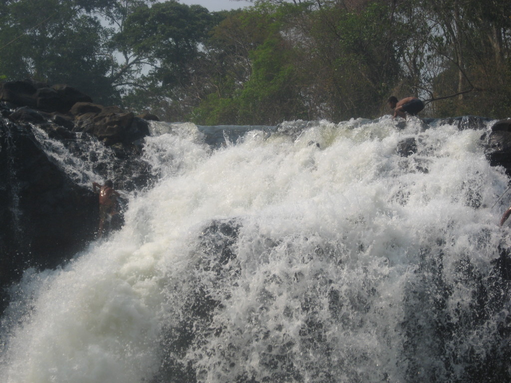 Waterfall at Tad Lo with crazy boys fishing