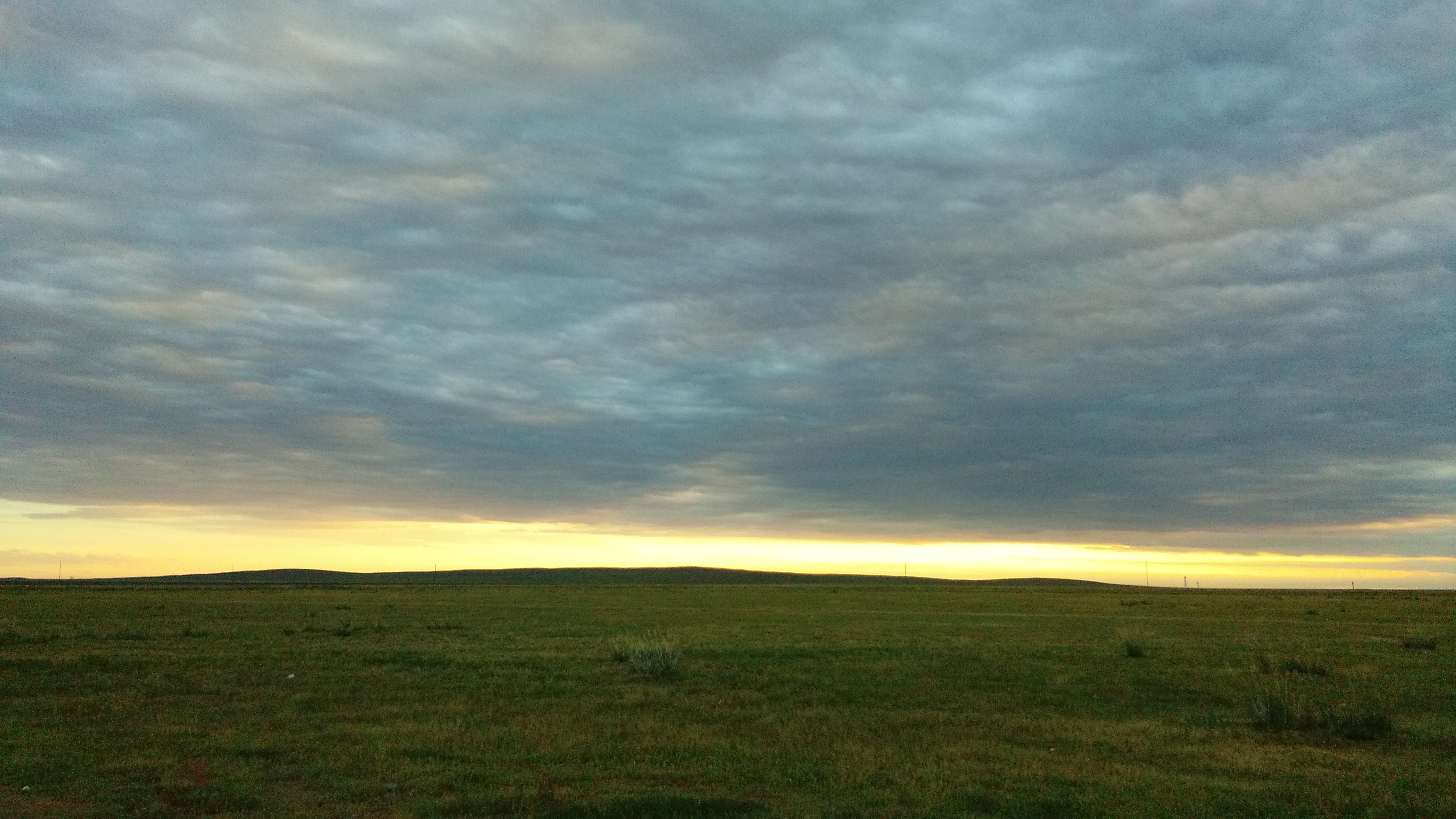 In the evening, where I pitched the tent. Grass is green.